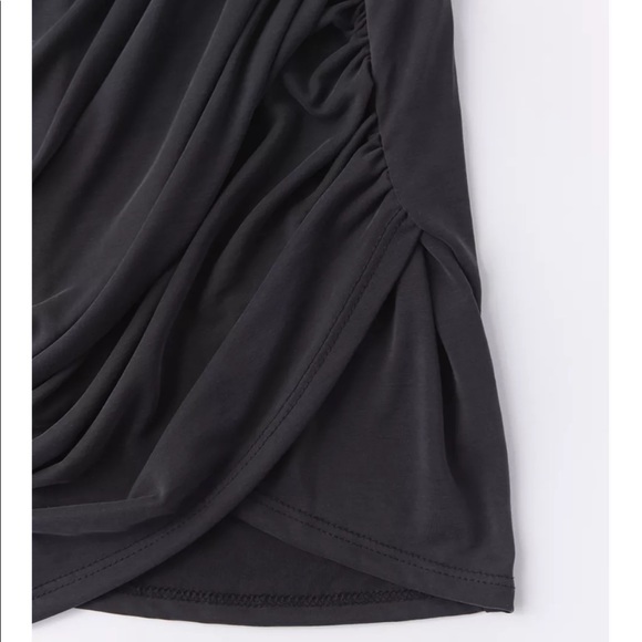 UO Lucena Ruched Short Sleeve Black Mini Dress - Picture 4 of 4